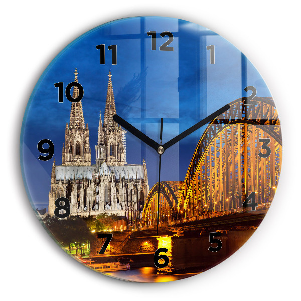 Round glass wall clock Bridge in Germany
