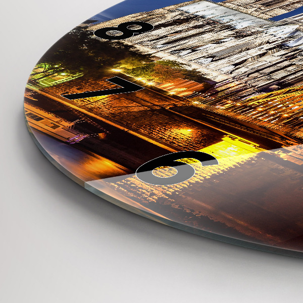 Round glass wall clock Bridge in Germany