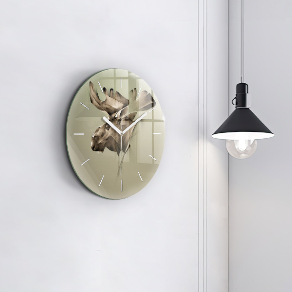 Round glass wall clock Graphic moose