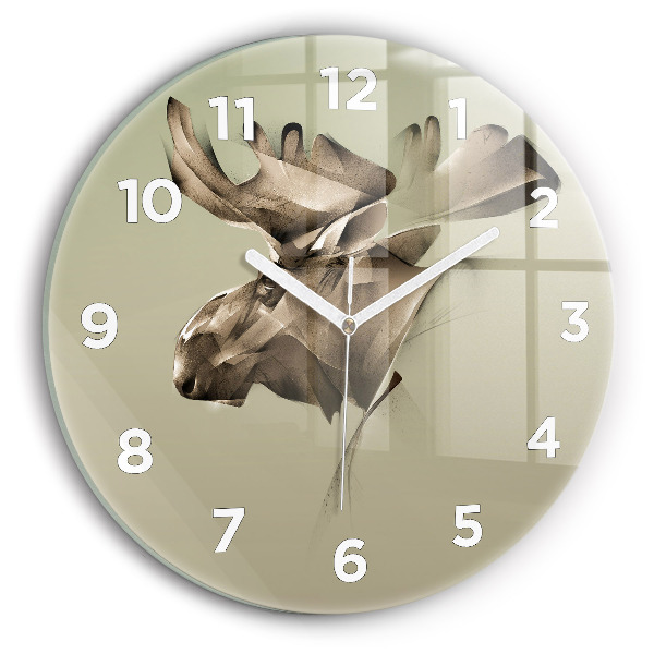 Round glass wall clock Graphic moose