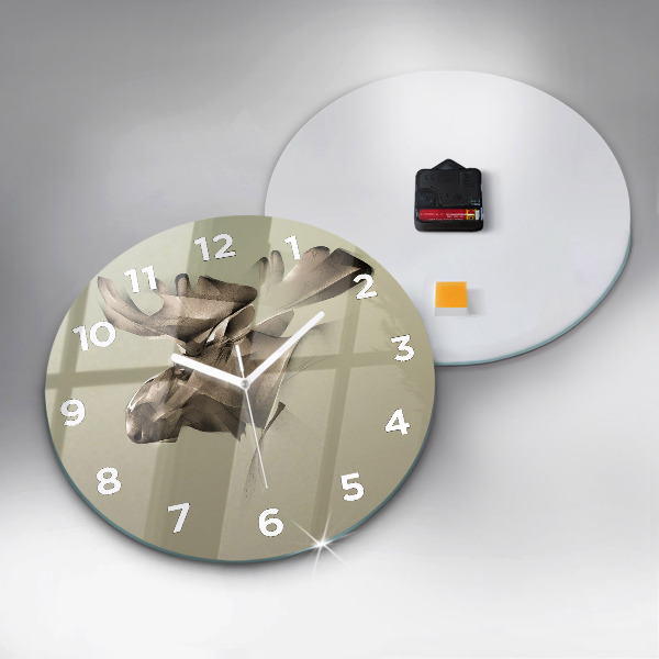 Round glass wall clock Graphic moose