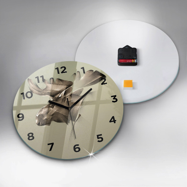 Round glass wall clock Graphic moose
