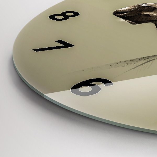 Round glass wall clock Graphic moose