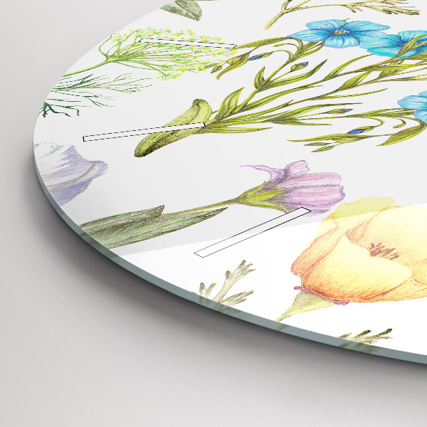 Round glass wall clock Flower Composition