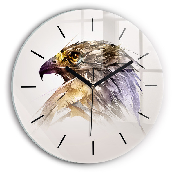 Round glass wall clock Bird of Predation