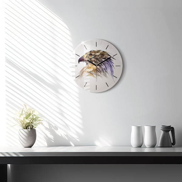 Round glass wall clock Bird of Predation