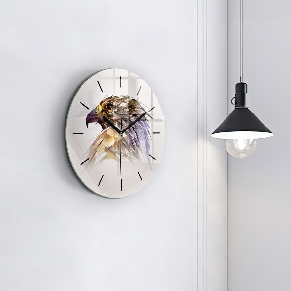 Round glass wall clock Bird of Predation