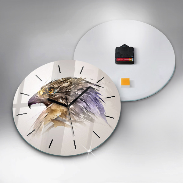 Round glass wall clock Bird of Predation