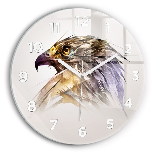 Round glass wall clock Bird of Predation