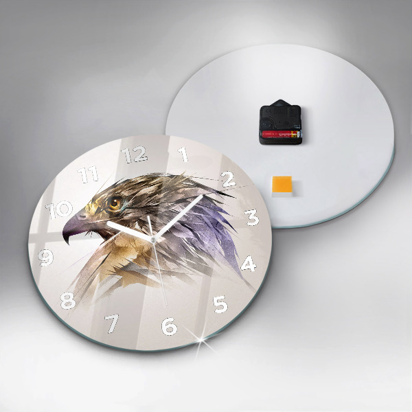 Round glass wall clock Bird of Predation