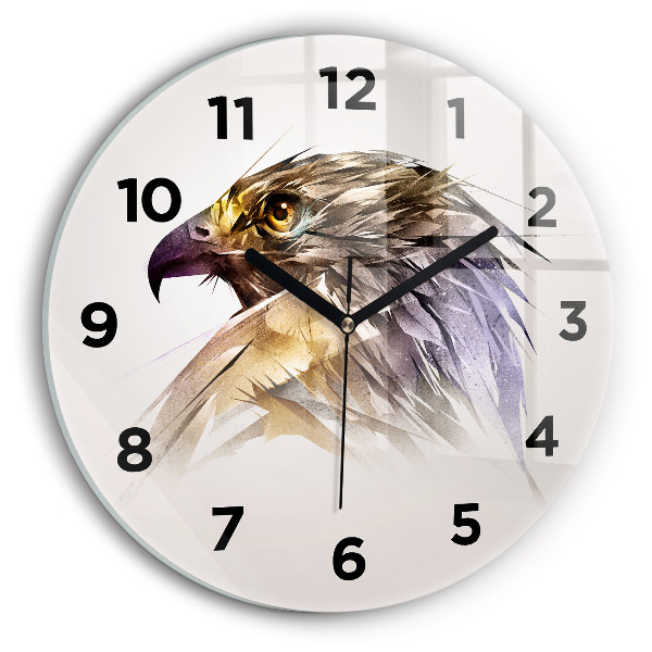 Round glass wall clock Bird of Predation