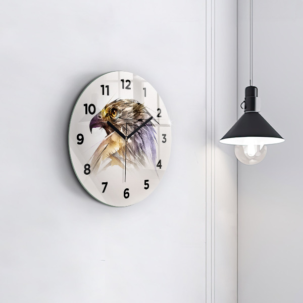 Round glass wall clock Bird of Predation