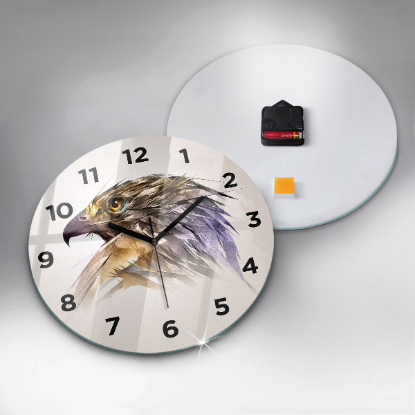 Round glass wall clock Bird of Predation