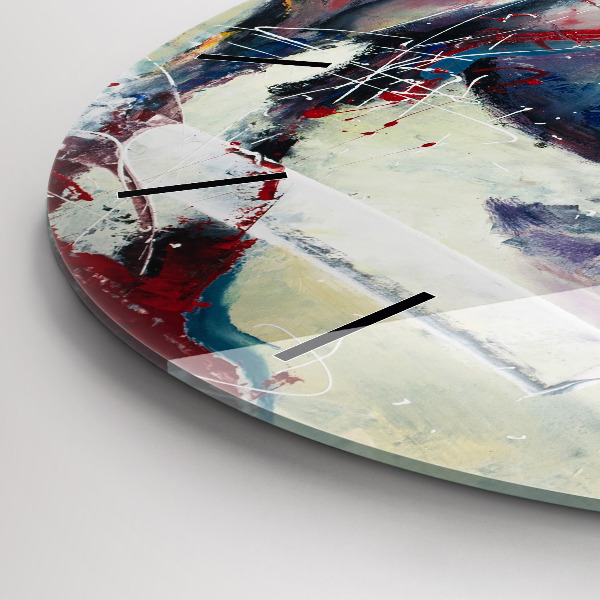 Round glass wall clock Illustration of galloping horses