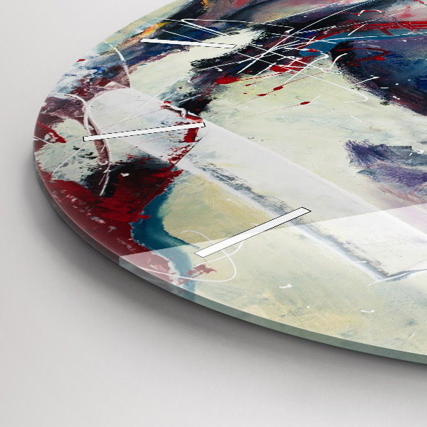 Round glass wall clock Illustration of galloping horses