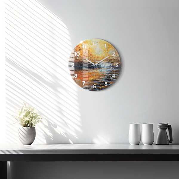 Round glass wall clock Artistic art