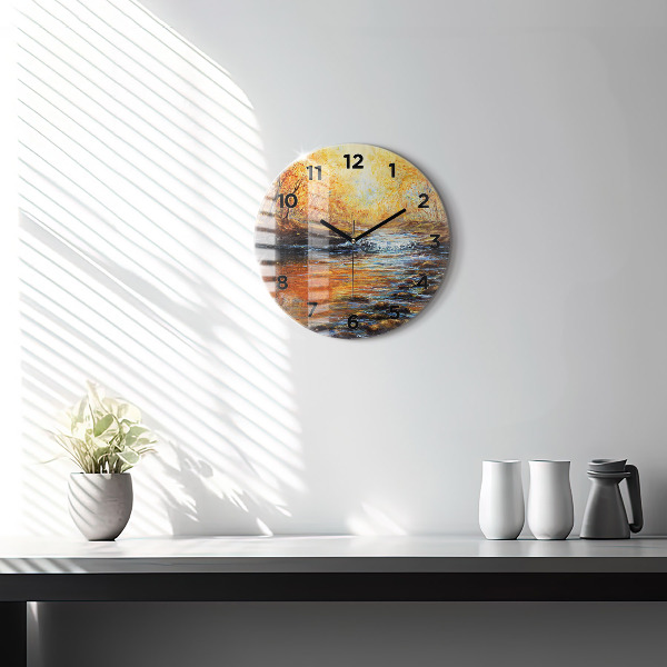 Round glass wall clock Artistic art