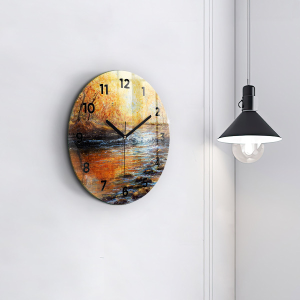 Round glass wall clock Artistic art