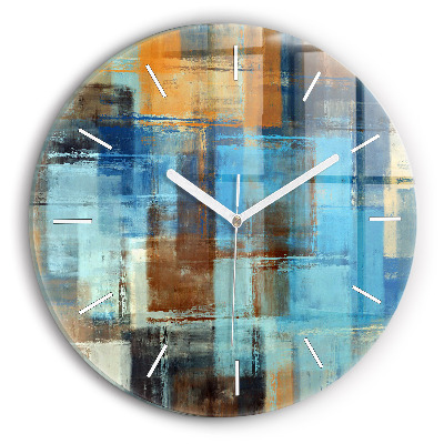 Round glass wall clock Colorful background - abstract