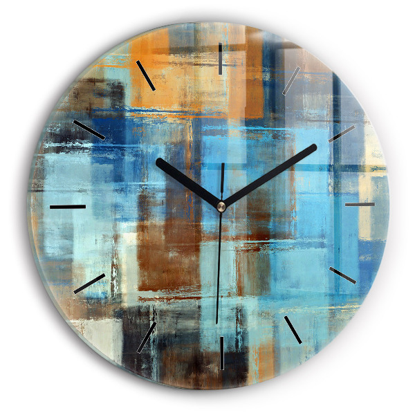 Round glass wall clock Colorful background - abstract