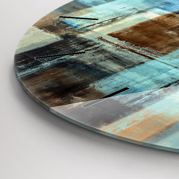 Round glass wall clock Colorful background - abstract