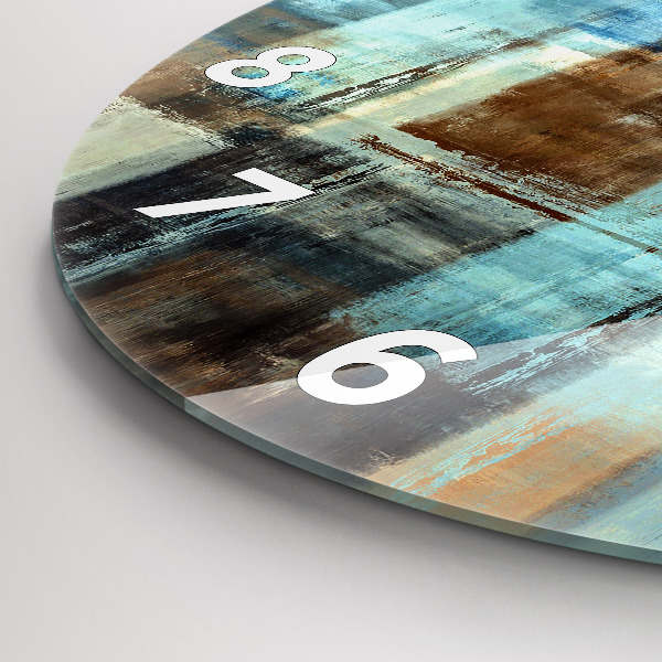 Round glass wall clock Colorful background - abstract