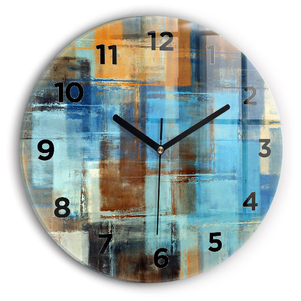 Round glass wall clock Colorful background - abstract