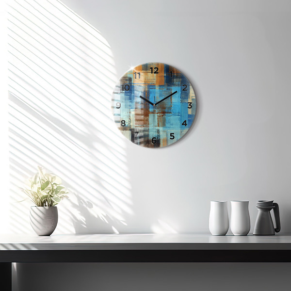 Round glass wall clock Colorful background - abstract