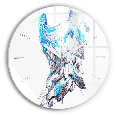 Round glass wall clock Imitation of bird wings