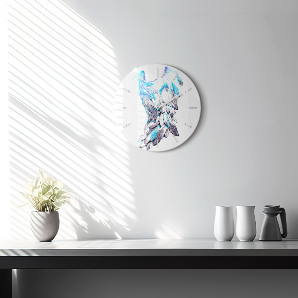 Round glass wall clock Imitation of bird wings
