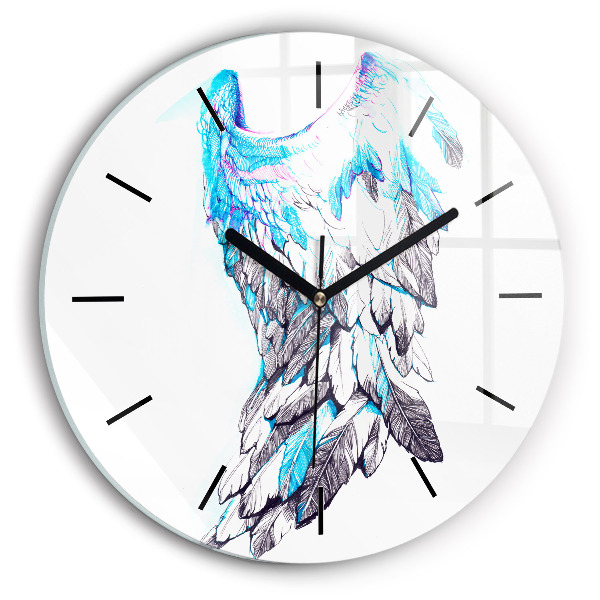 Round glass wall clock Imitation of bird wings