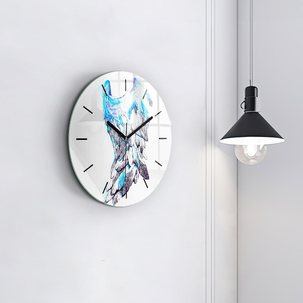 Round glass wall clock Imitation of bird wings