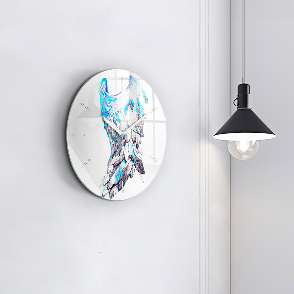 Round glass wall clock Imitation of bird wings
