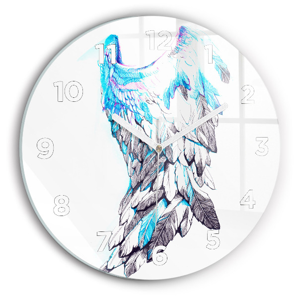 Round glass wall clock Imitation of bird wings