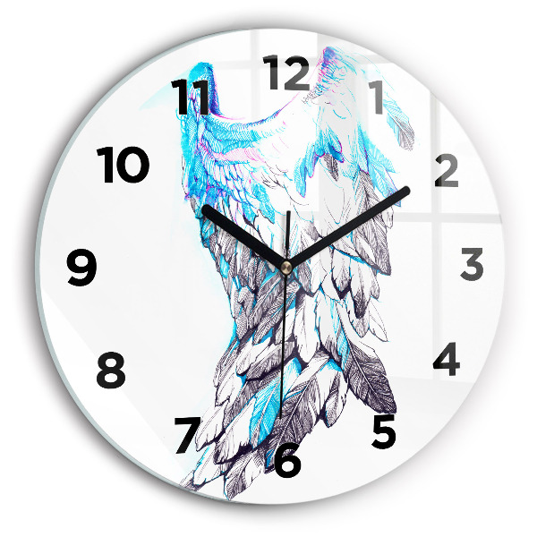 Round glass wall clock Imitation of bird wings
