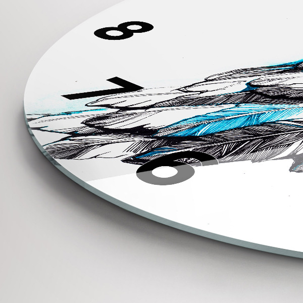 Round glass wall clock Imitation of bird wings