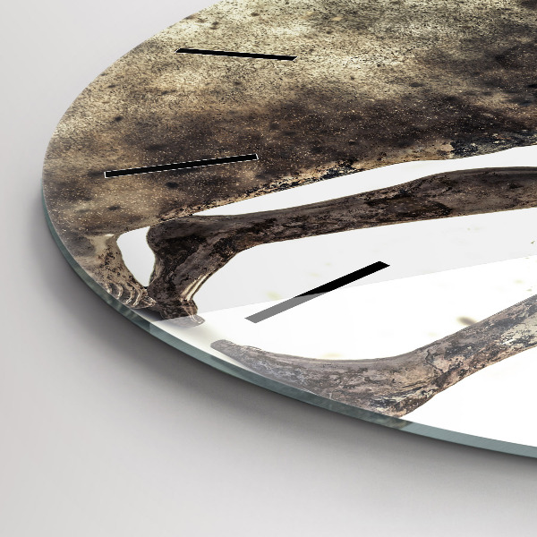 Round glass wall clock Abstract sand people