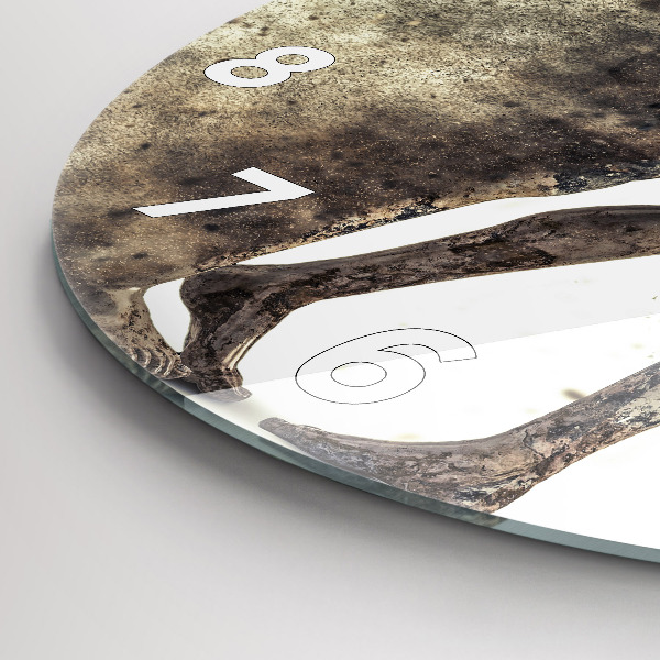 Round glass wall clock Abstract sand people