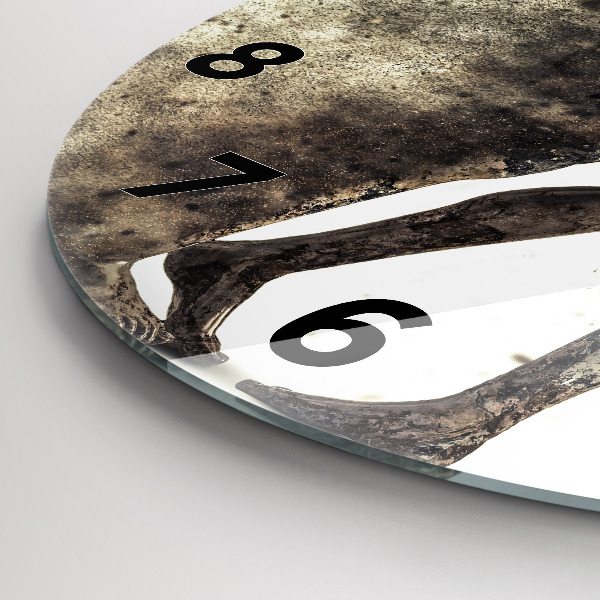 Round glass wall clock Abstract sand people