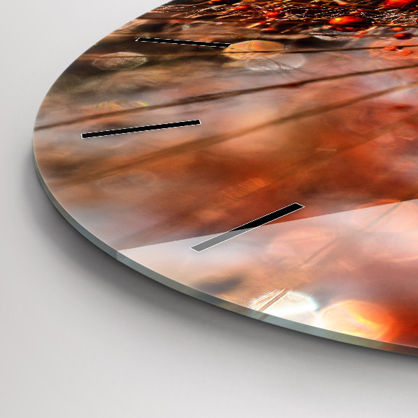 Round glass wall clock Dandelion with dew