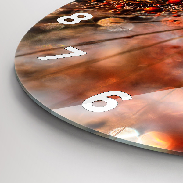 Round glass wall clock Dandelion with dew