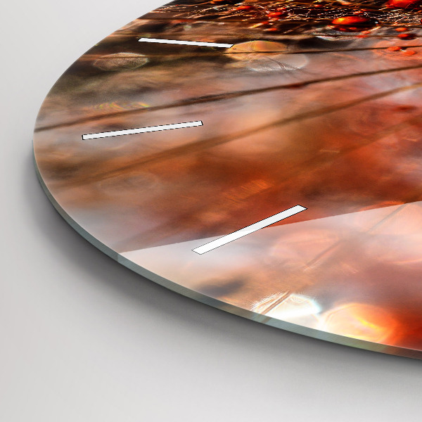 Round glass wall clock Dandelion with dew