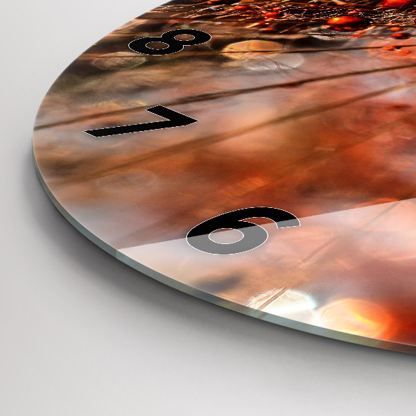 Round glass wall clock Dandelion with dew