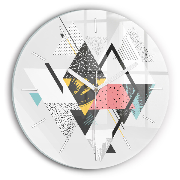 Round glass wall clock Geometric pattern