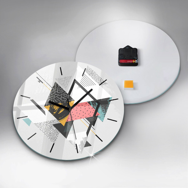 Round glass wall clock Geometric pattern
