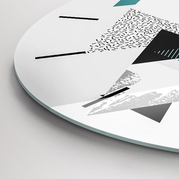 Round glass wall clock Geometric pattern