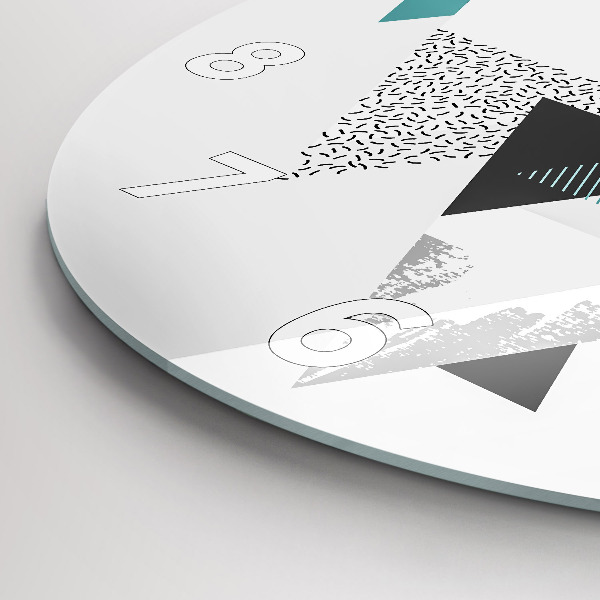 Round glass wall clock Geometric pattern
