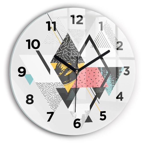 Round glass wall clock Geometric pattern