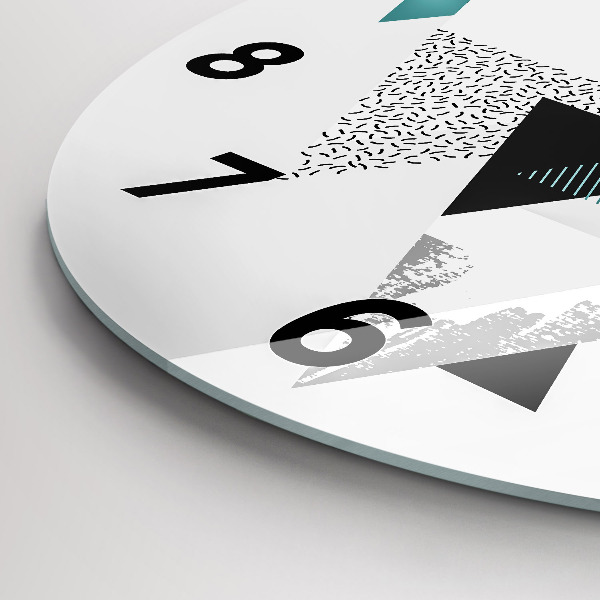 Round glass wall clock Geometric pattern