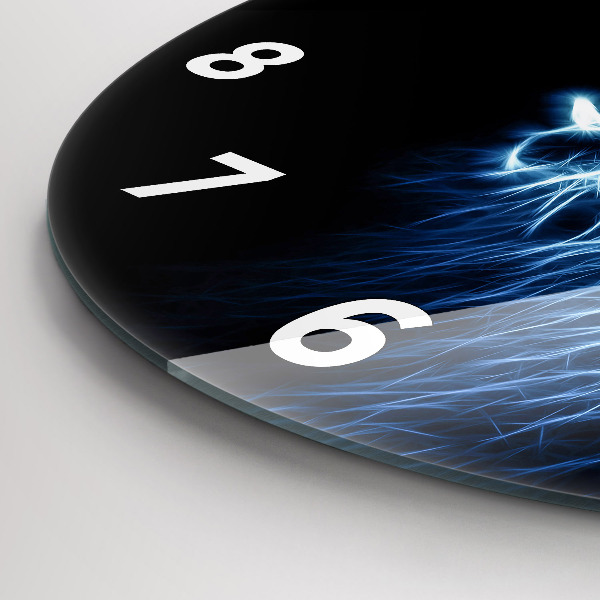 Round glass wall clock Wild lion